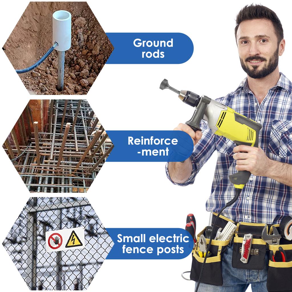 Sds Plus T Post Ground Rod Driver Metal Forged Steel Drill Bit Hammer Drills Varilla Acero Calibrado Taladro Percutor Sds