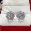 Huitan Luxury Flower Stud Earrings with AAA Cubic Zirconia Delicate Women Accessories for Wedding Party Statement Zircon Gift