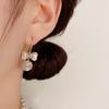 Elegant French Pearl Bow Ball Tassel Drop Earrings Fashion Jewelry For Women