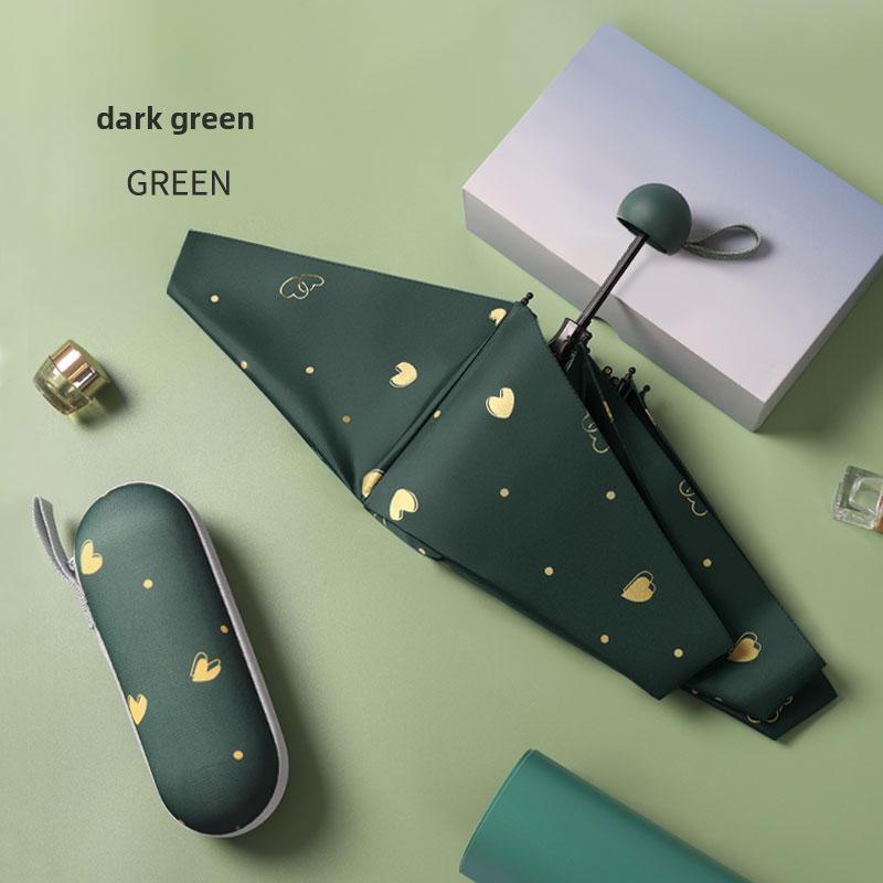 Компактный женский зонт с золотым тиснением: Защита от ультрафиолета, портативный складной, для солнца и дождя