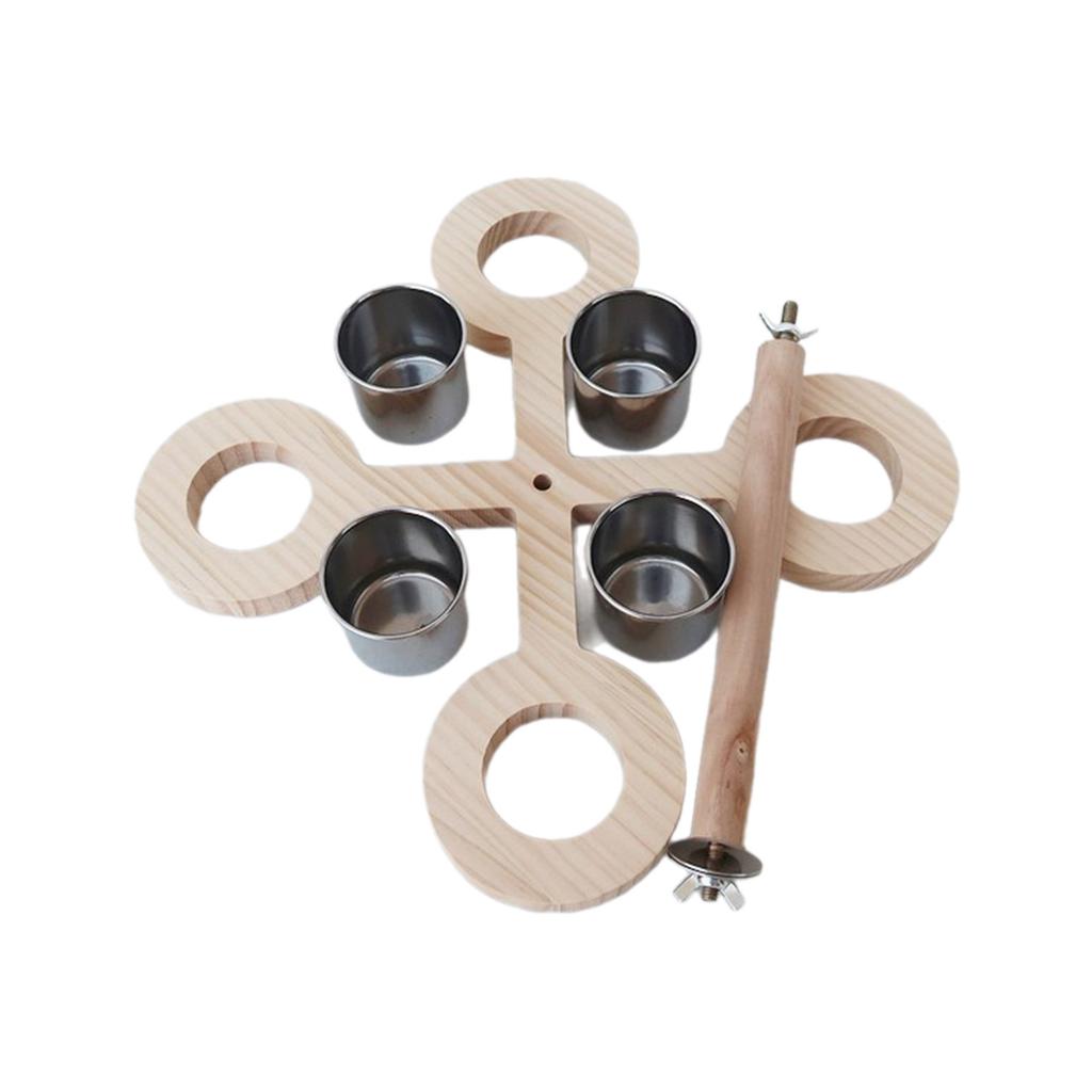 Parrots Feeder Perch with Dish Cup Screw Bird Perch Stand Cockatiel Feeder Birdcage Perches Climbing Toy for Budgies