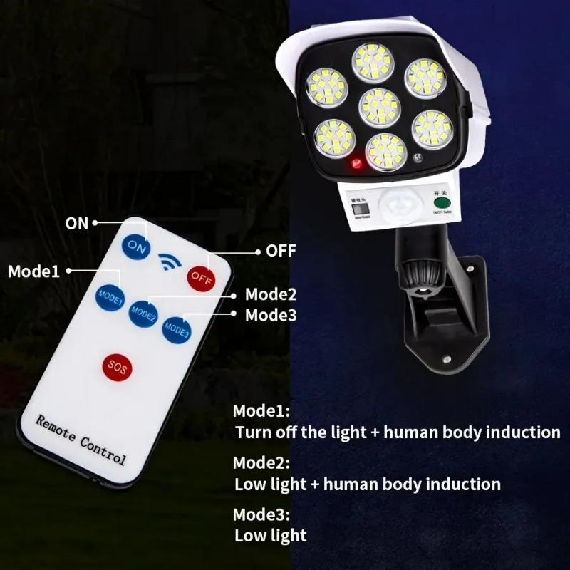 2400MAH LED Solar Lamp Human Sensor Wireless Wall Night Light with Remote Control Outdoor Waterproof Garden Yard Dummy Camera Lantern