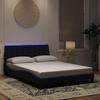 VidaXL Bed Frames with LED Lights, Upholstered Bed with Slat Base, Double Bed, Adult Bed, Modern, Black 140x190 Cm 3213777