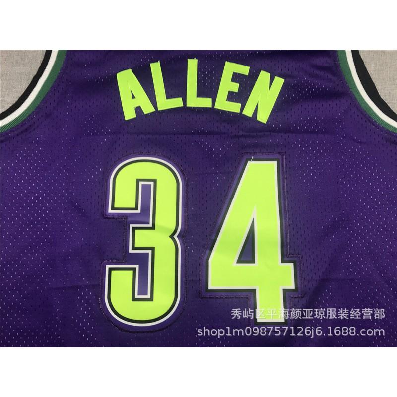 Мужская баскетбольная майка Milwaukee Bucks 34 Ray Allen с вышивкой - Повседневная одежда из бамбукового угольного волокна