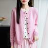 Women's 100% Wool Cardigan: Autumn-Winter Knit Jacket, Loose Fit, Long Sleeve, Versatile Outerwear.