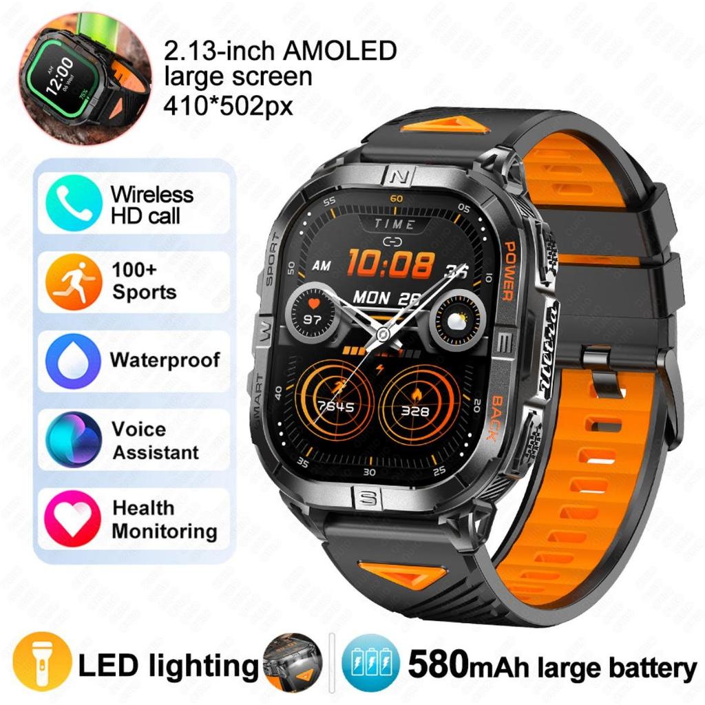 Новые умные часы GPS для улицы Барометрический компас Светодиодный фонарик 580 мАч Водонепроницаемость 3 АТМ 100+ спортивных режимов Здоровье BT-звонок Смарт-часы