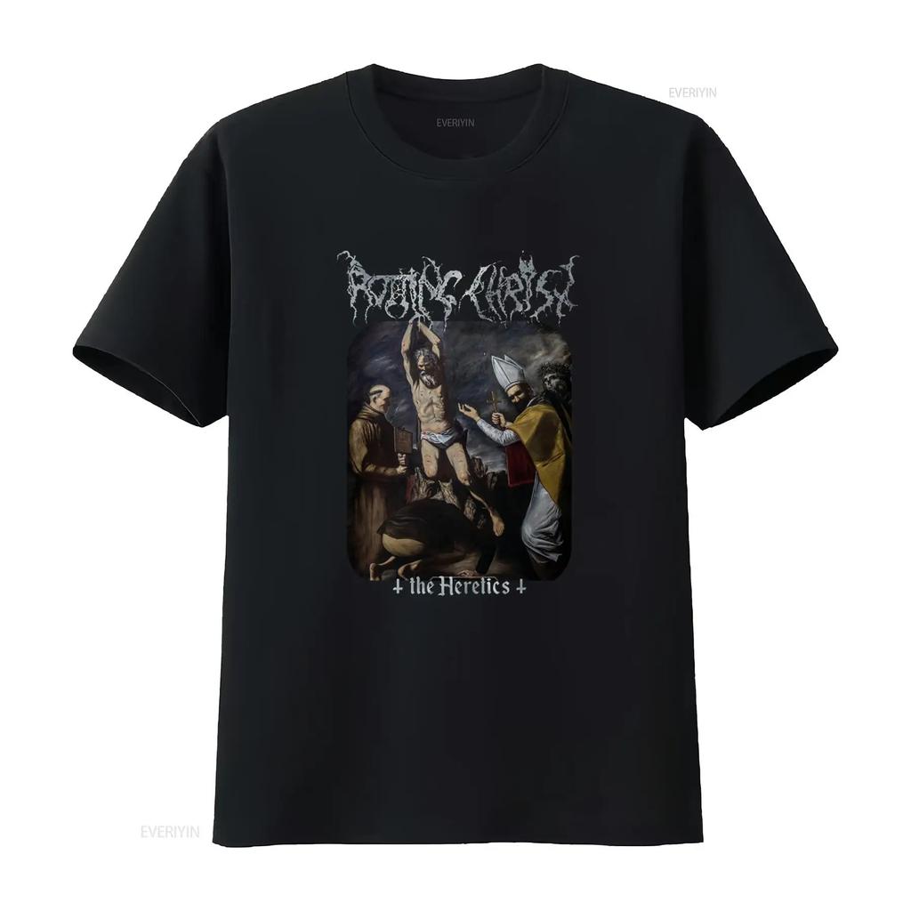 Rotting Christ The Heretics Принт Футболка для тура рок-группы винтажная Стиранная Растянутая мужская мода Удобная Универсальная