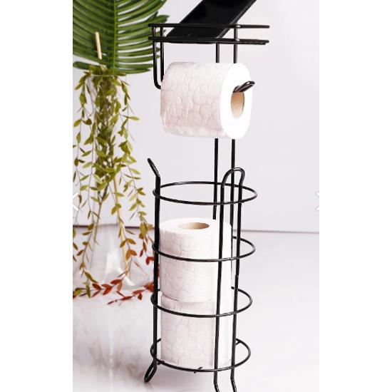 Черная круглая подставка Резервный многоцелевой держатель бумаги для туалета - черный круглый