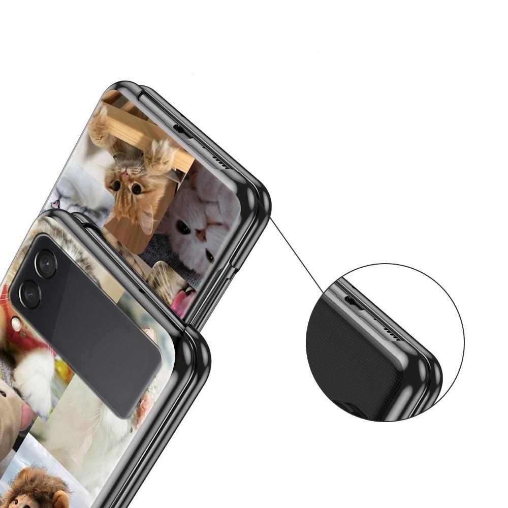 Z Flip 4 Phone Case for Samsung Galaxy Z Flip 3 5G ZFlip3 Flip3 Zflip Flip4 Black Hard Cover Cat Meme Funny Animals Shell Coque