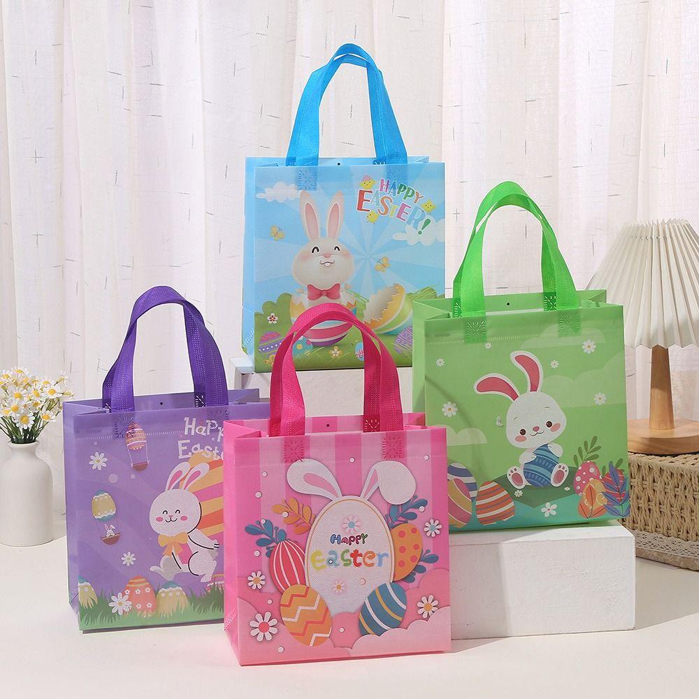 4pcs Nonwoven Rabbit Egg Packaging Bags Bunny Egg Candy Bags  Gift Cookies