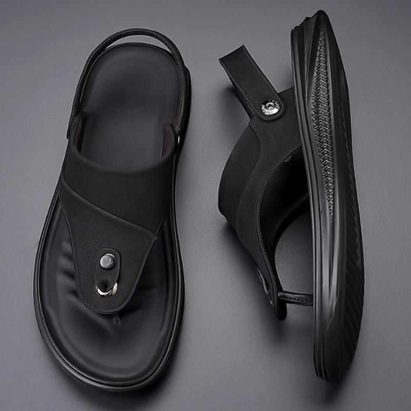 Fashion Summer Flip Flops Men Sandals Genuine Leather Mens Casual Shoes Outdoor Men Leather Sandals for Men Beach Shoes Roman Shoes