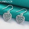URMYLADY стерлингового серебра 925 пробы сердце карты серьги для женщин очаровательные свадебные вечерние модные украшения