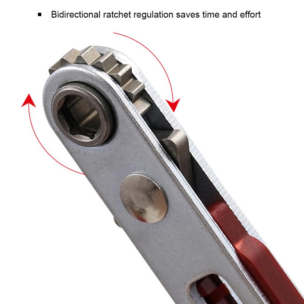 Multifunctional Bidirectional Ratchet Flat Head Elbow Flat Screwdriver Ratchet Wrench Cross-shaped Hexagonal Slotted Tool