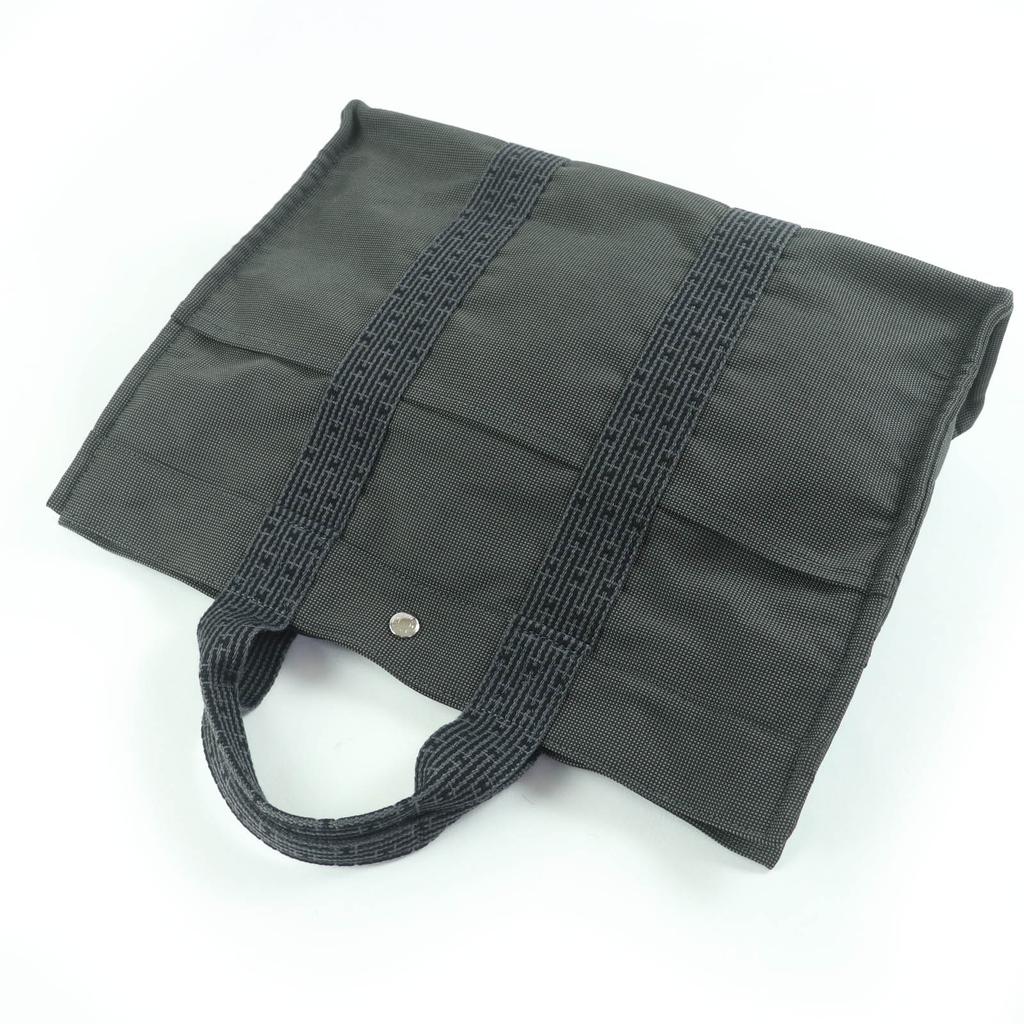 Отличная сумка HERMES Her Line MM Serie Металлическая парусиновая сумка-тоут серая Женская Б/У