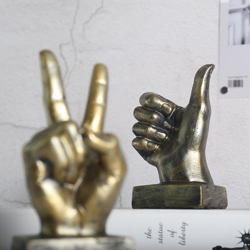 Gesture Finger Model Decoration Home Art Resin Victory Decoration Living Room Coffee Shop Creativity Vintage Desktop Crafts