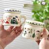 Керамическая чашка для кошки с крышкой Кружка Девушка Милая Литературная Молочно-белая Маленькая чашка для питьевой воды Офисный работник Чашка для кофе