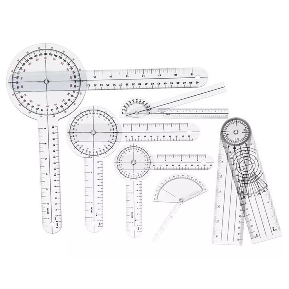 6pcs 360 Degree Transparent Goniometer Set Transparent Clear Angle Ruler Set  Orthopedics
