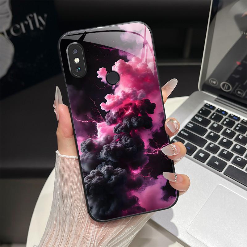 For Redmi Note 5/Note 6 Phone Case Trendy Design Tempered Glass Bumper For Xiaomi Redmi Note 5 6 Pro Full Protection Back Covers