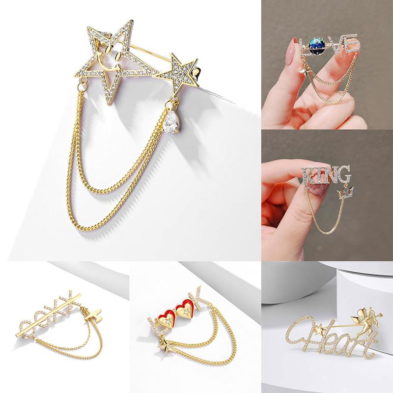 Brooch Jewelry Accessories Hijab Tassel Lapel Pin Suit Shirt Collar