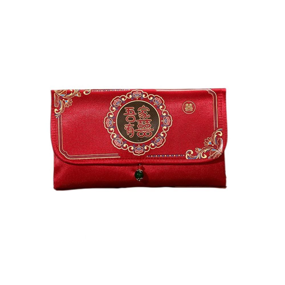 Вышивка Парча Красный Конверт Атлас Новогодний Красный Конверт Свадебные Красные Кармашки Помолвка