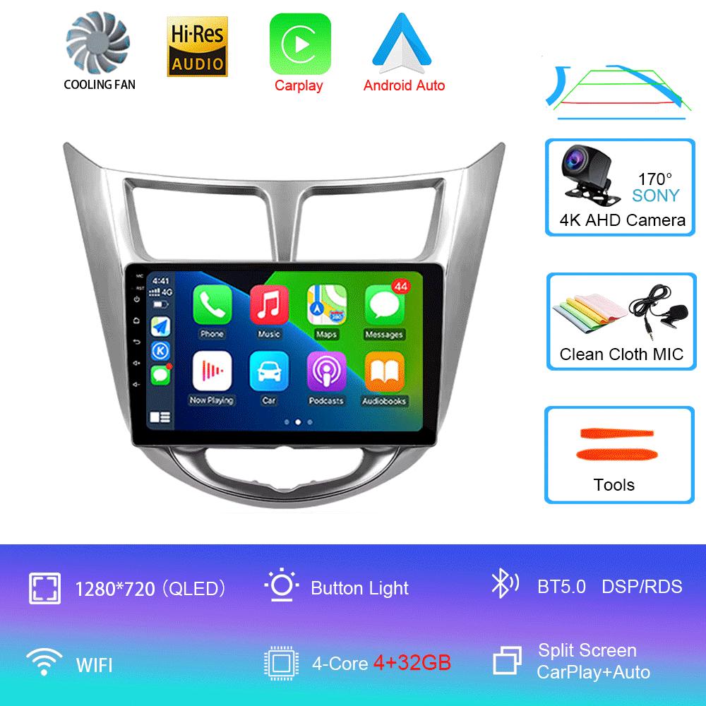 Для Hyundai Solaris Accent i25 2010 - 2016 Автомобильный Радиоприемник Android 14 Carplay Мультимедийный Плеер Авто Радио Стерео 2din Головное Устройство