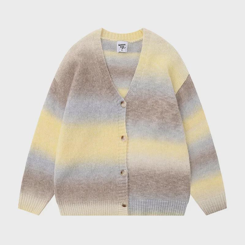 Унисекс-свитер с V-образным вырезом в полоску в студенческом стиле для повседневной носки на осень