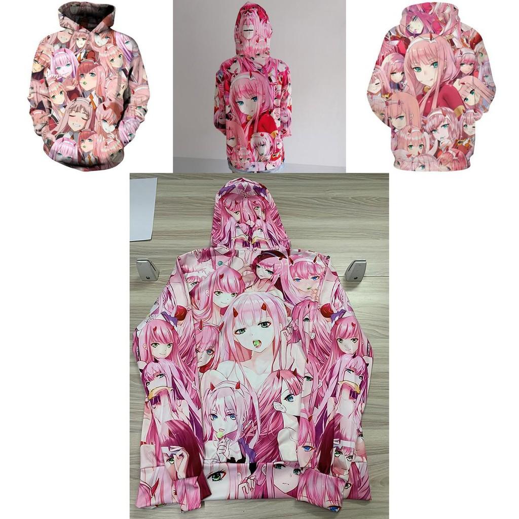 Уютное и стильное аниме худи унисекс с рисунком Zero Two из Darling In The Franxx