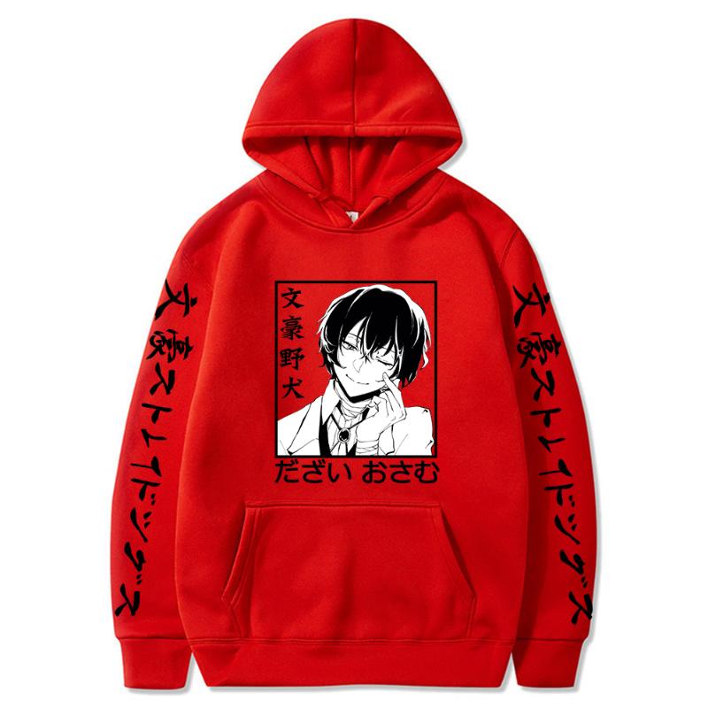Bungo Stray Dogs Аниме Толстовка с капюшоном Dazai Osamu с графическим принтом Мужская и женская толстовка с капюшоном Повседневная свободная толстовка Harajuku Crewneck Уличная одежда
