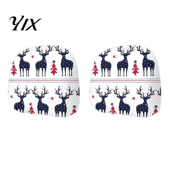 Festive Holiday Car Supplies 2Pcs Christmas Headrest Covers, Elastic Printed Head Rest Cover, Universal Fit Case Funny Auto Pillow Protector for Cars,