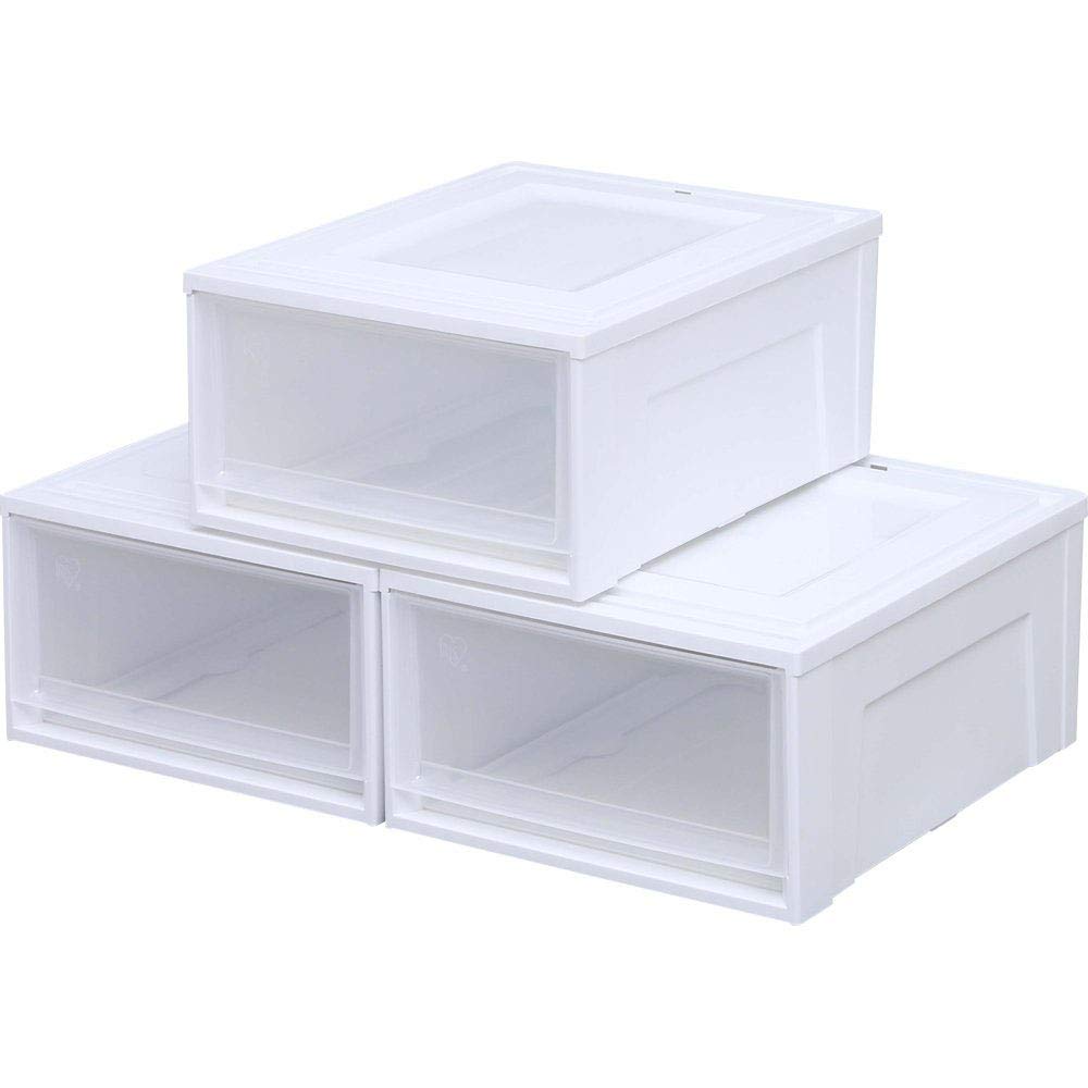 Iris Ohyama Ящик для хранения Костюм для одежды из 3 штук Контейнер для одежды Ширина 39 x Глубина 50 x Высота Размер для шкафа 23,2 см Гардеробная Белый/Прозрачный BC-L 1)L