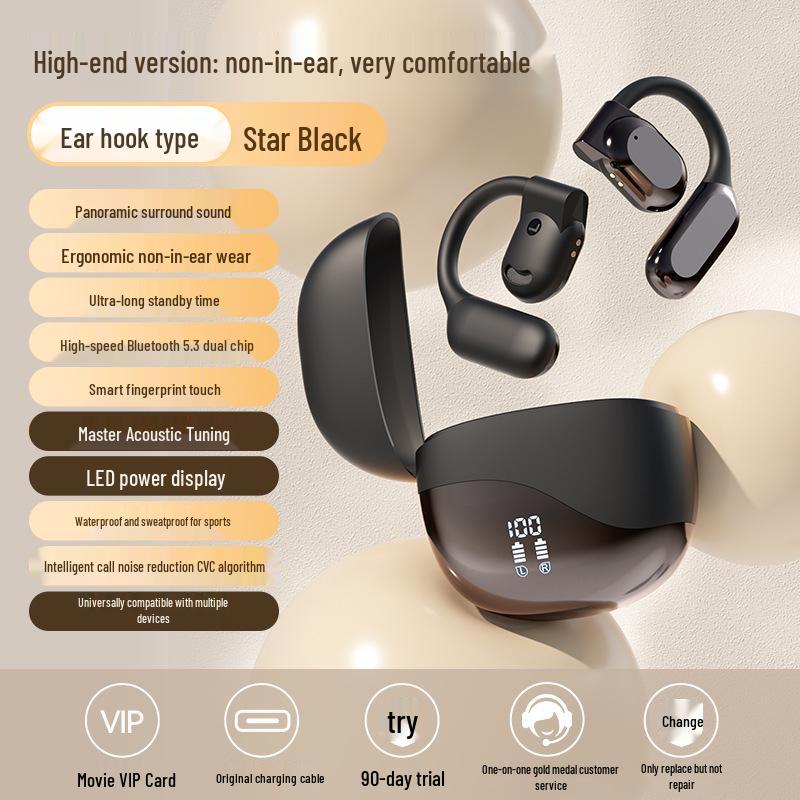 Новые беспроводные Bluetooth-наушники с костной проводимостью и креплением-крючком: Длительное время работы от аккумулятора, Конструкция с открытыми ушами, Спортивные OWS с функциями перевода