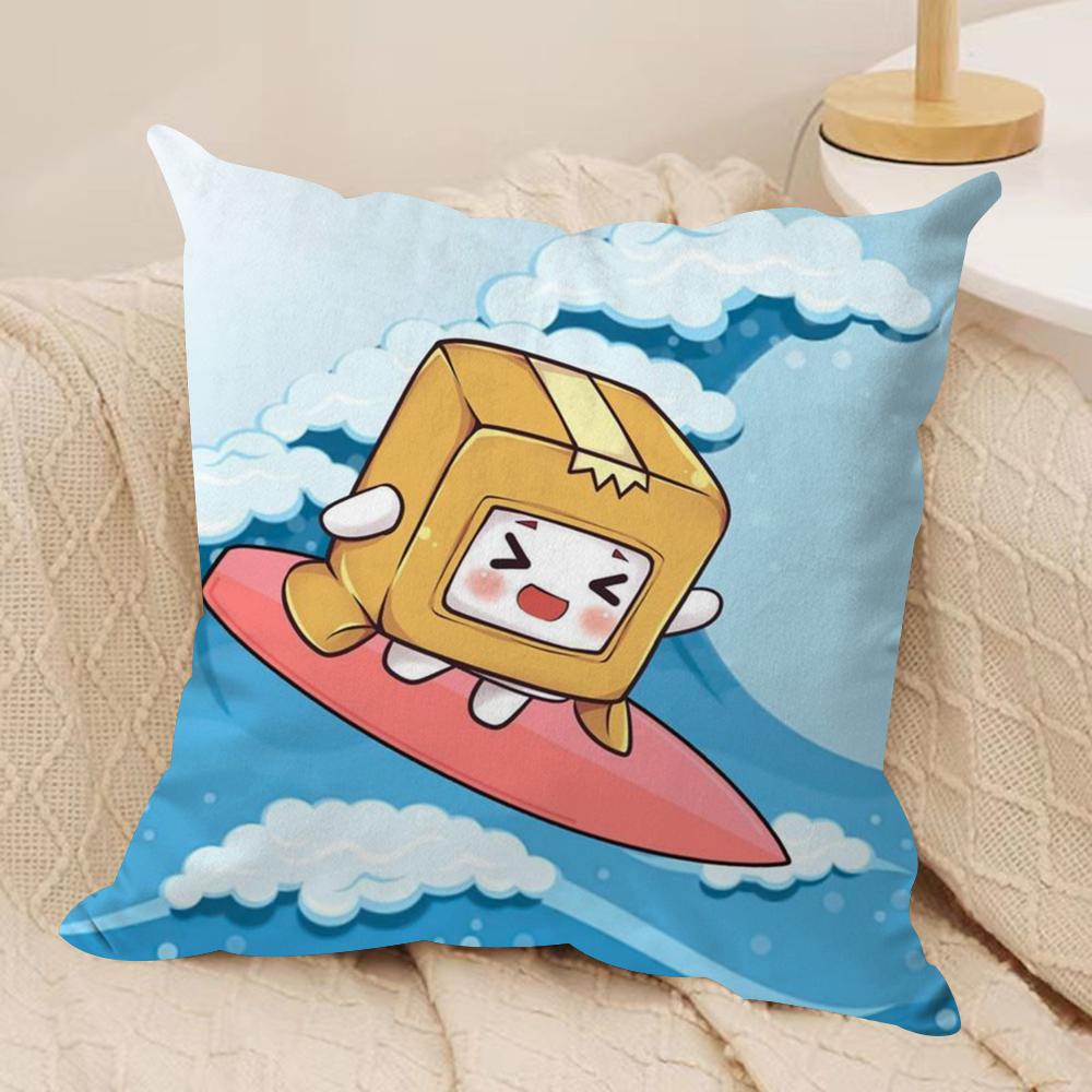 Cartoon LLankyBox Cushion Cover Soft Plush Throw Pillow Cover DoubleSided Decorative Cushion Case Sofa Bedroom Home Decor