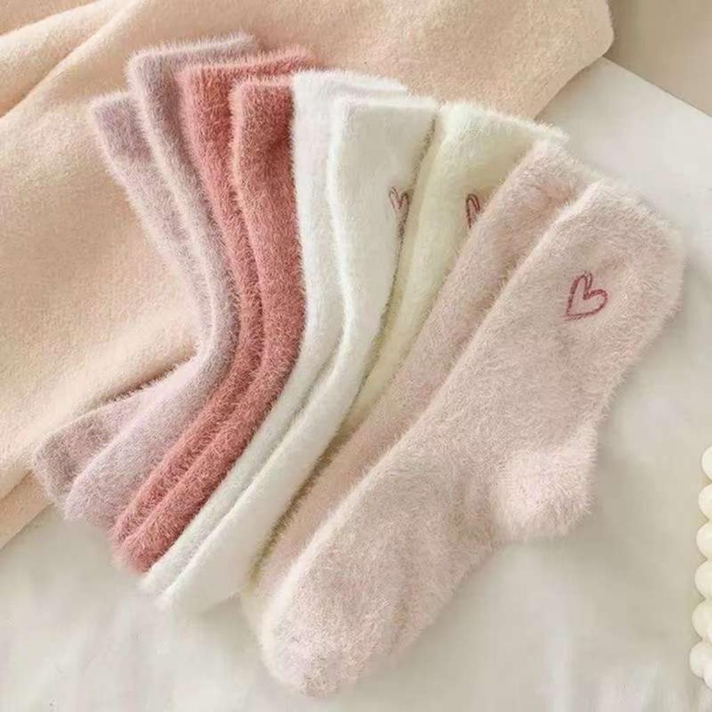 10-1 Socks for Children, Mid Tube Socks, Thickened Mink Fur for Autumn and Winter,  Sleeping Floor Socks, Warm Women's Socks for Winter