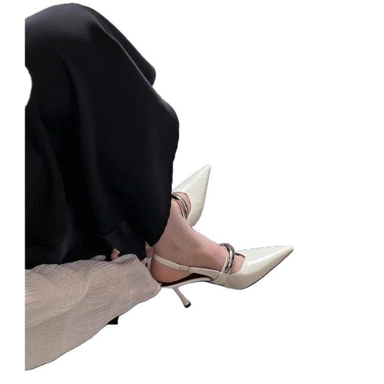 Остроносые босоножки на шпильках женские туфли весна 2025 с юбкой пустые женские туфли Мэри Джейн пригородные туфли на высоком каблуке прилив