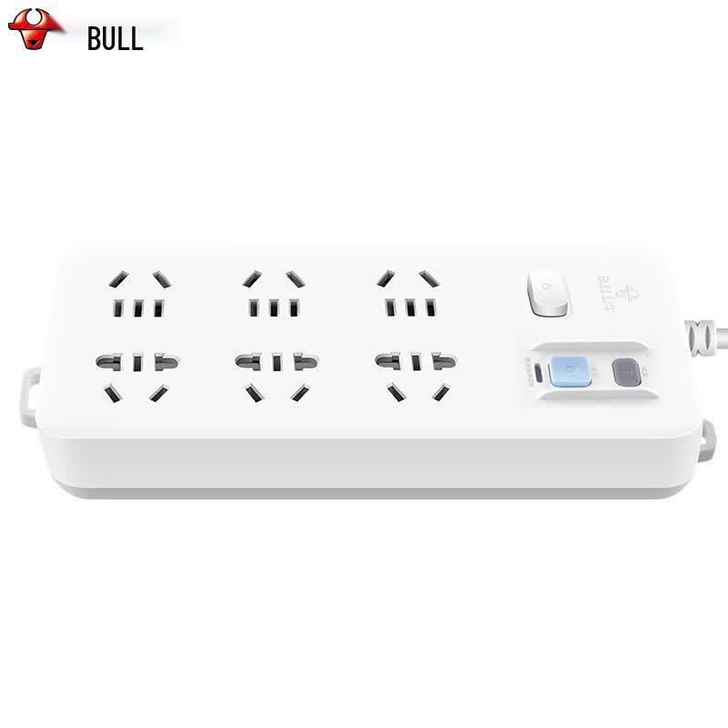 BULL 6-Outlet Leakage Protection Power Strip with Master Switch CN plug (adapter included)