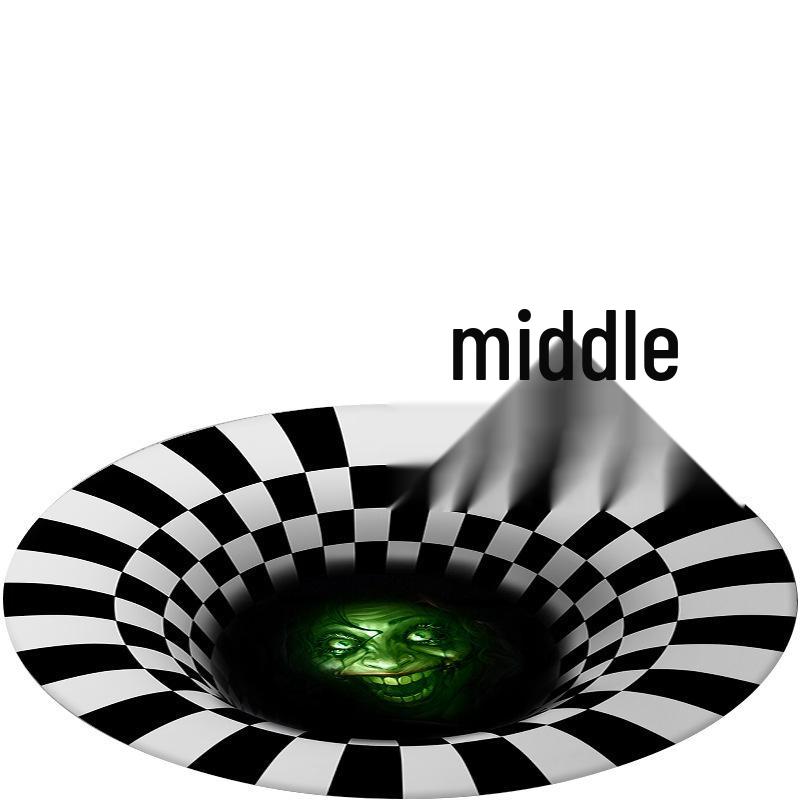 3D Illusion Halloween Black & White Round Carpet for Bedroom & Living Room