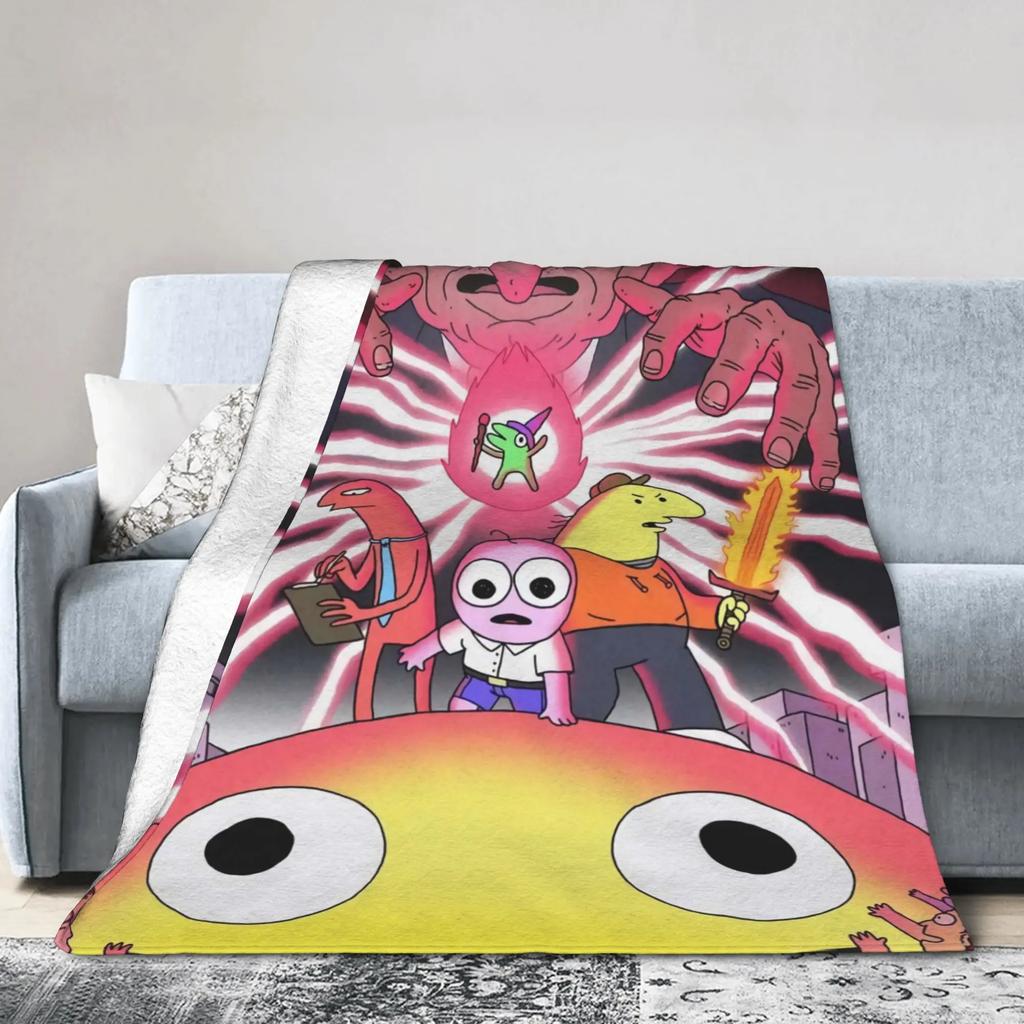 Smiling Friends Cartoon Plush Blanket Soft Flannel Bedding Throw for Kids Outdoor Use Warm Custom DIY Gift Idea