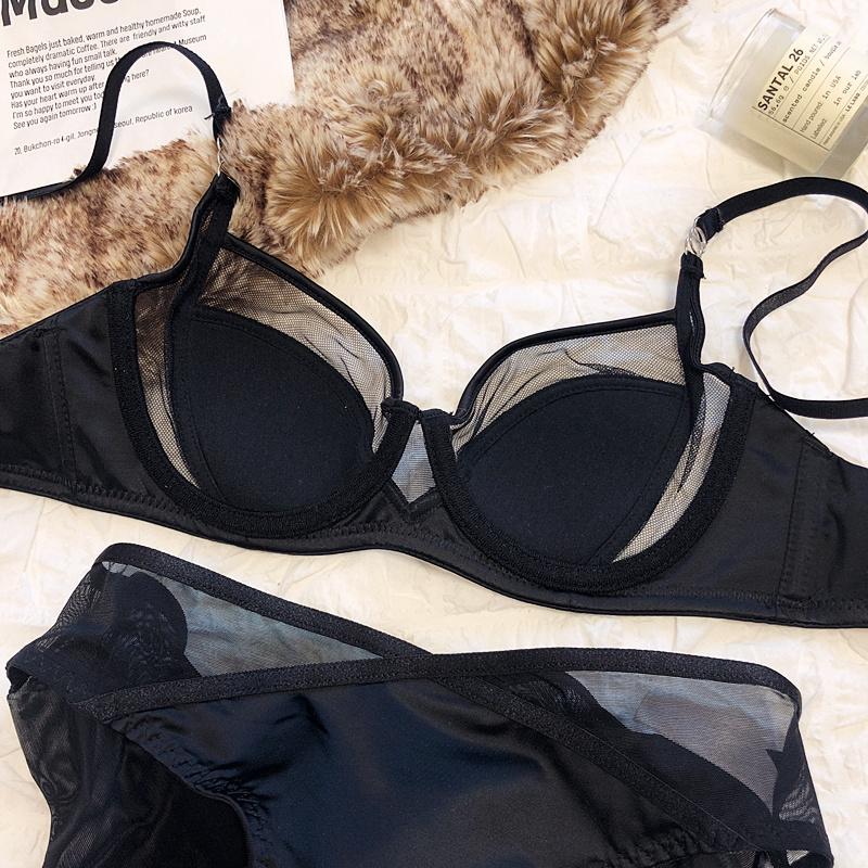 1 комплект/женский комплект нижнего белья, сексуальный кружевной бюстгальтер пуш-ап, французский тонкий бюстгальтер с тонкой чашкой, удобный летний сетчатый дышащий комплект нижнего белья без косточек