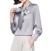 Bolan Verl Bow Tie Long Sleeve Satin Blouse with Ribbon Shiny Stylish and Design for Special and Office Casual Available In 8 and Size M Shirt, Tie,