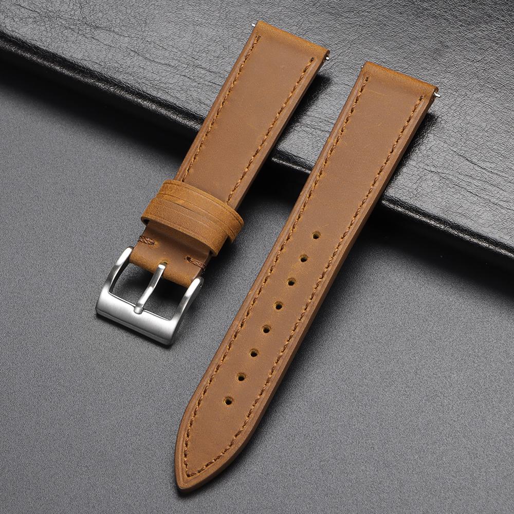 Vintage Genuine Leather Strap Universal Soft Quick Release Retro Crazy Horse Cowhide Watchband 18/19/20/21/22/24mm Men Wristband