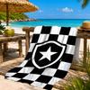 Shield With Star Emblem Printed Microfiber Beach Towel, Soft And Absorbent, Quick-Dry, Ideal for Summer Travel, Beach Essential, Swimming Pool