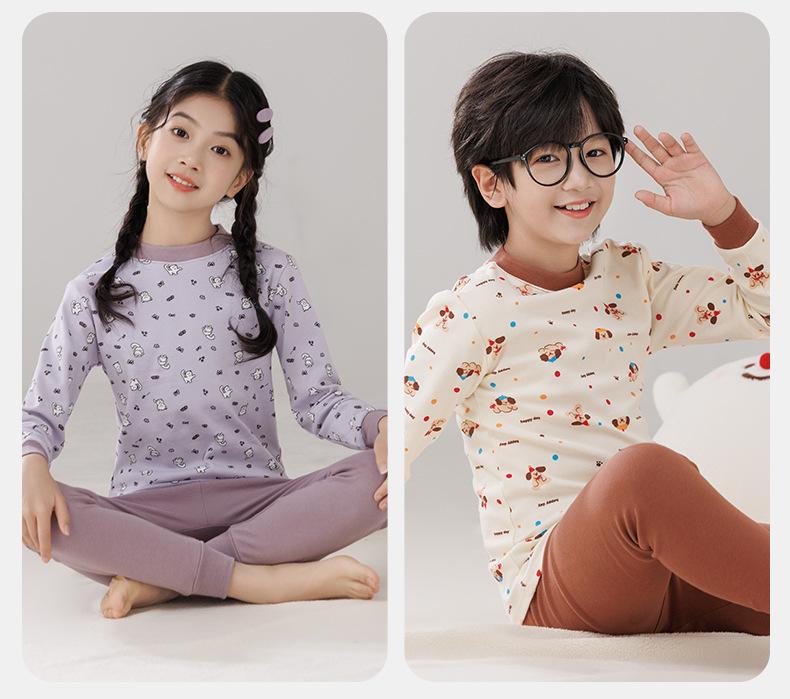 Детская теплая хлопковая пижама: Водолазки и брюки для мальчиков и девочек