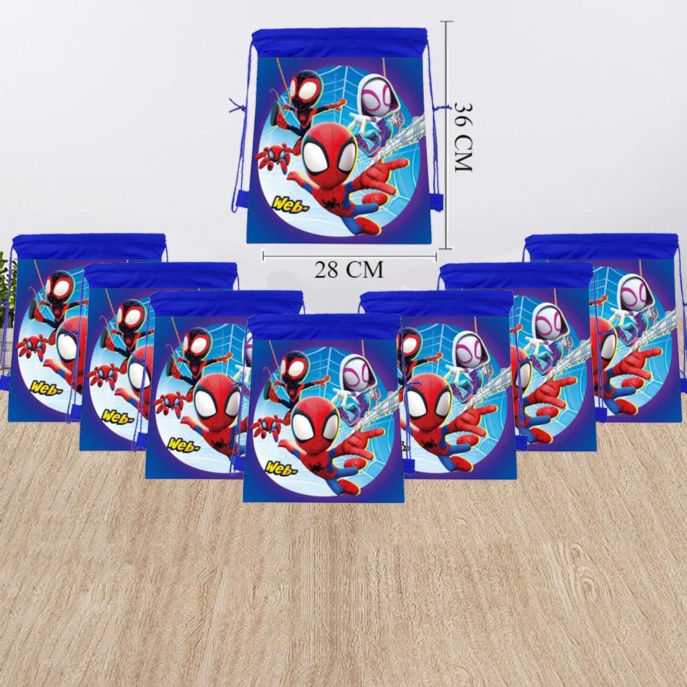 1/4/12Pcs Supers Heros Spider Nonwoven Drawstring Cartoon Spider Party Fillers Gift Bags for Baby Shower Birthday Party Favors