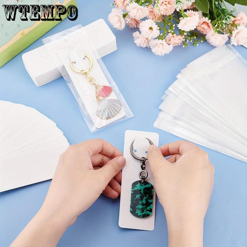 80 шт. Белые брелки для ключей с самозапечатывающимися пакетами, держатели для ювелирных изделий, стеллаж для упаковки для малого бизнеса, практичные и удобные принадлежности