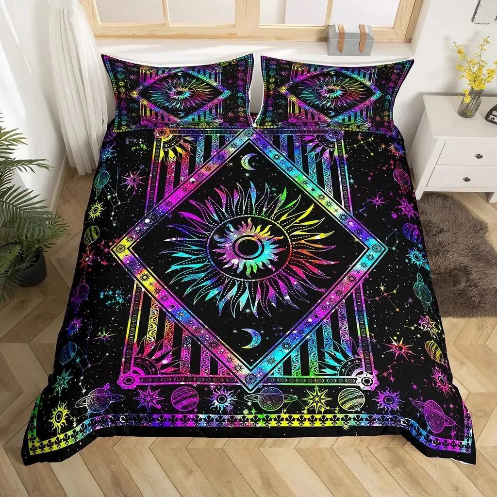 Комплект постельного белья Солнце и Луна Двенадцать Знаков Зодиака Астрология Пододеяльник Комплект Королевский размер для мальчиков и девочек