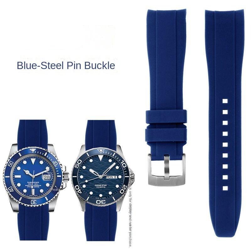 Изогнутый резиновый ремешок для Rolex Water Ghost Seiko Mido helmsman Casio swordfish arc водонепроницаемый силиконовый ремешок для дайверских часов 22 мм