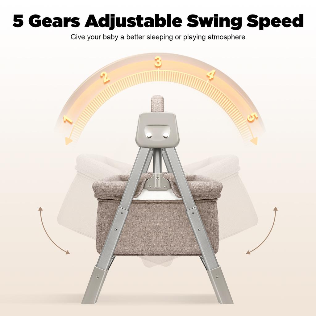 Электрическая колыбель-качалка для младенцев с навесом и пультом дистанционного управления, Автоматическая кроватка-люлька с качанием, Спальное место для младенцев, 5 регулируемых скоростей