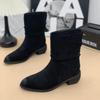 Модные новые винтажные женские замшевые повседневные ботинки для женщин, ботильоны, короткие, слипоны, на плоской подошве, ретро, универсальные, с мягкой подошвой, женские ботинки