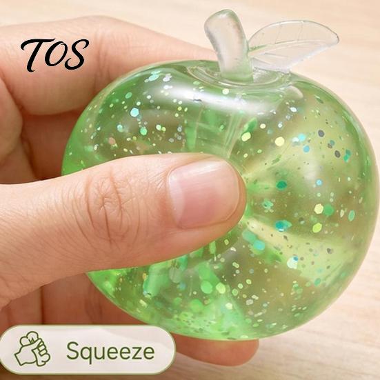 Cute Desktop Decoration Ornaments Maltose Glitter Apple Squeeze Stress Ball, Soft TPR Slow Rising Fidget Sensory Toys for Anxiety Toy Relief,