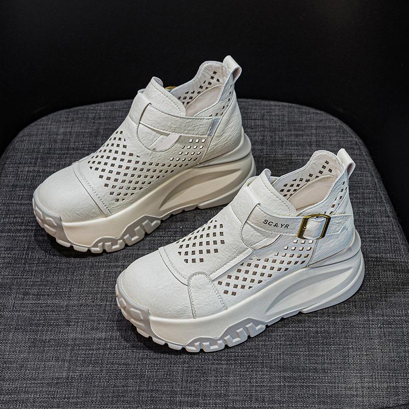 Thick-soled Hollow-out Breathable Women's Sandals 2025 Summer New Casual Fashion One 2025 Wenzhou Source Factory Women's Shoes